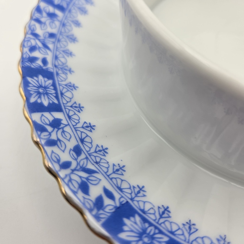 Vintage China Blau Bavaria Asian Pattern Blue & White Butter Dish Germany - Picture 9 of 14